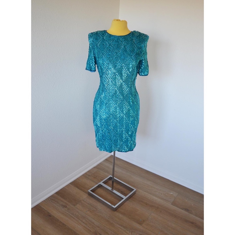 Vintage 80’s Sequin Blue Body Con Dress